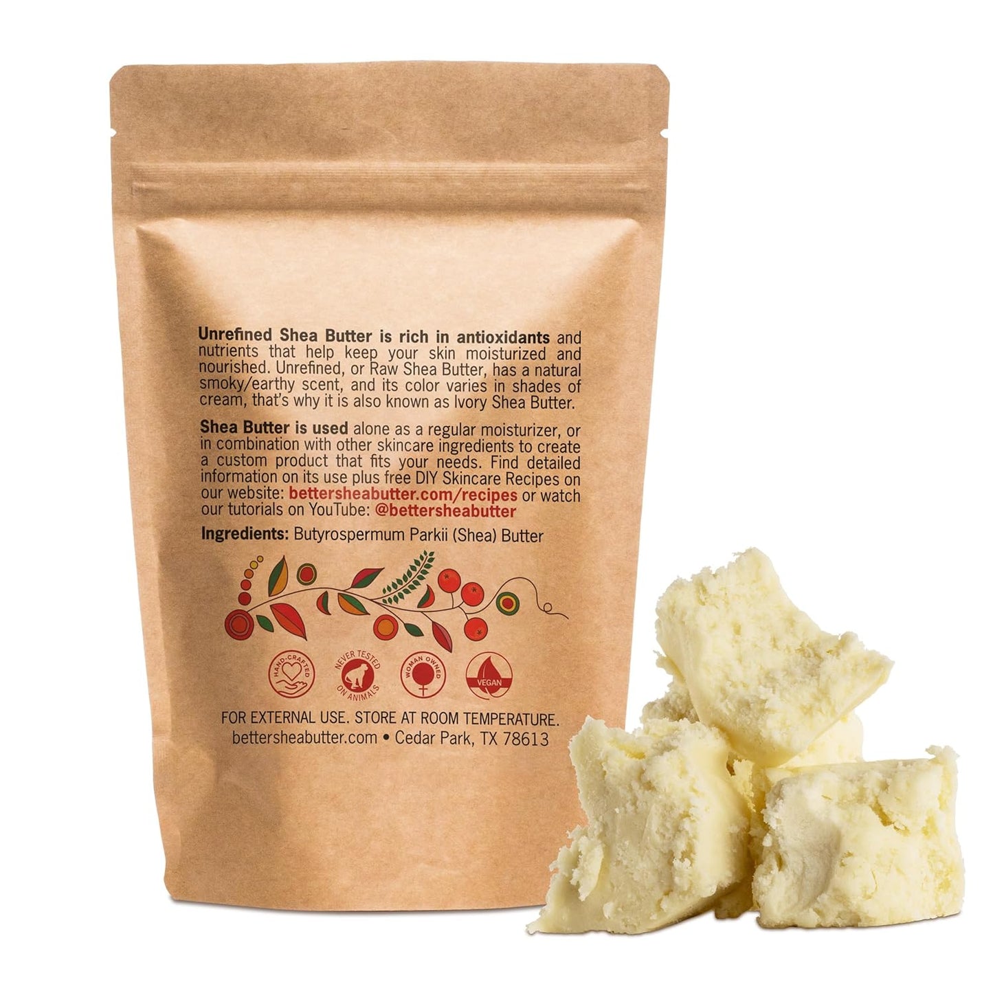 Raw Shea Butter - 100% Pure Shea Butter for Hair and Body | Unrefined Shea Butter to Make Lotion for Extremely Dry Skin, DIY Lip Balm, Body Butter and Shea Butter Soap | Natural Moisturizer