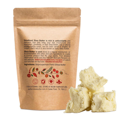Raw Shea Butter - 100% Pure Shea Butter for Hair and Body | Unrefined Shea Butter to Make Lotion for Extremely Dry Skin, DIY Lip Balm, Body Butter and Shea Butter Soap | Natural Moisturizer